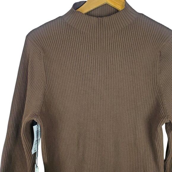 NEW Babaton Ambrosia Sculpt Knit Top Size 2XL Coffee Bean Brown Long Sleeve Rib - Picture 7 of 16